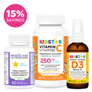 KidStar Immunity Bundle, with Vitamin C, Vitamin D3, and Moducare grape chew