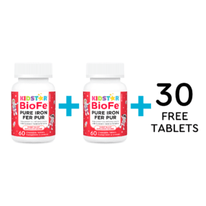 BioFe Pure Iron chewable Bonus size equals 1 bottle BioFe chew + 1 bottle BioFe chew+ 30 tablets