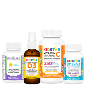 KidStar Immunity+ Bundle with Moducare grape, Vitamin D3, Vitamin C, and Omega 3