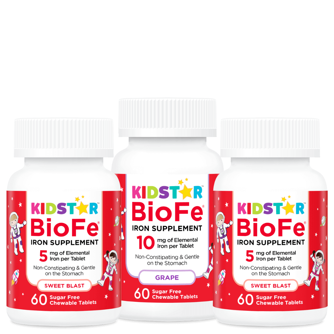 BioFe Iron Line of products, featuring BioFe chewable and BioFe Grape chewable.