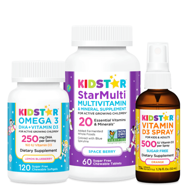 KidStar Nutrients Star Bundle, with StarMulti, Omega 3, and Vitamin D3 spray