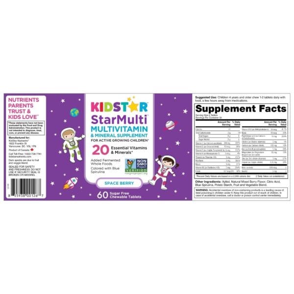 KidStar Nutrients StarMulti, flat label