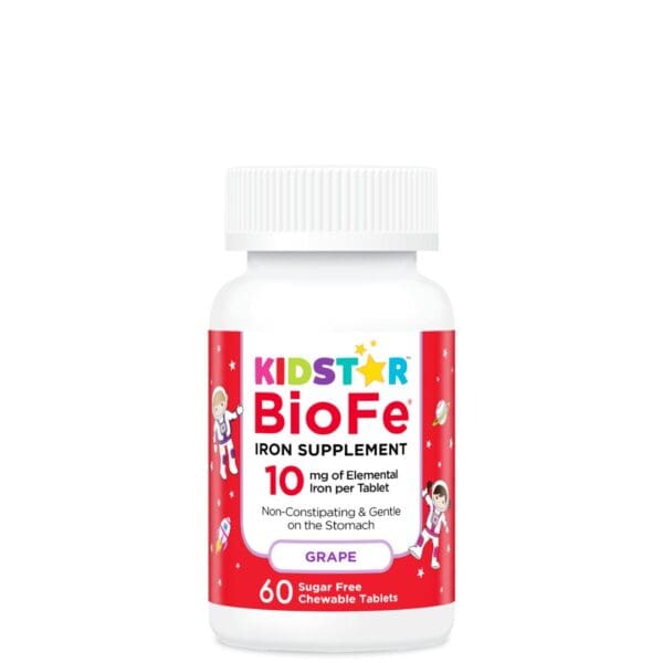 KidStar Nutrients BioFe pure iron grape chewable tablets