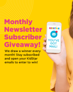 KidStar monthly newsletter subscriber giveaway