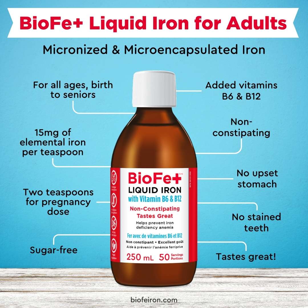 BioFe+ liquid iron for adults, micronized and microencapsulated iron