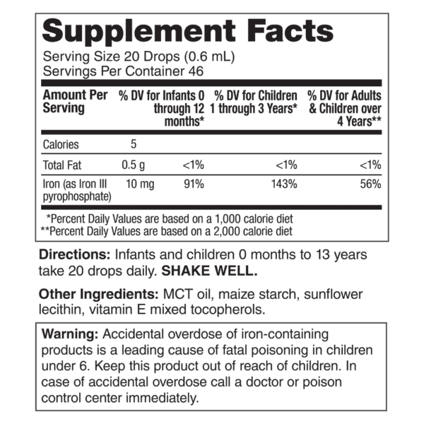 BioFe iron drops supplement facts