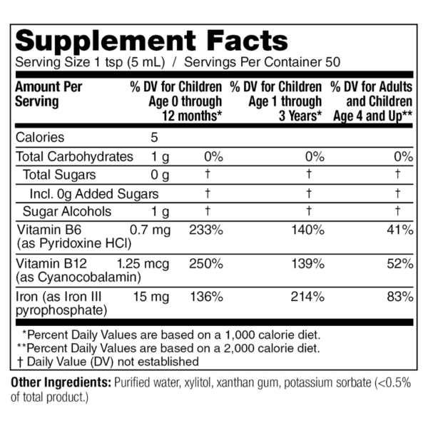 BioFe+ iron liquid supplement facts