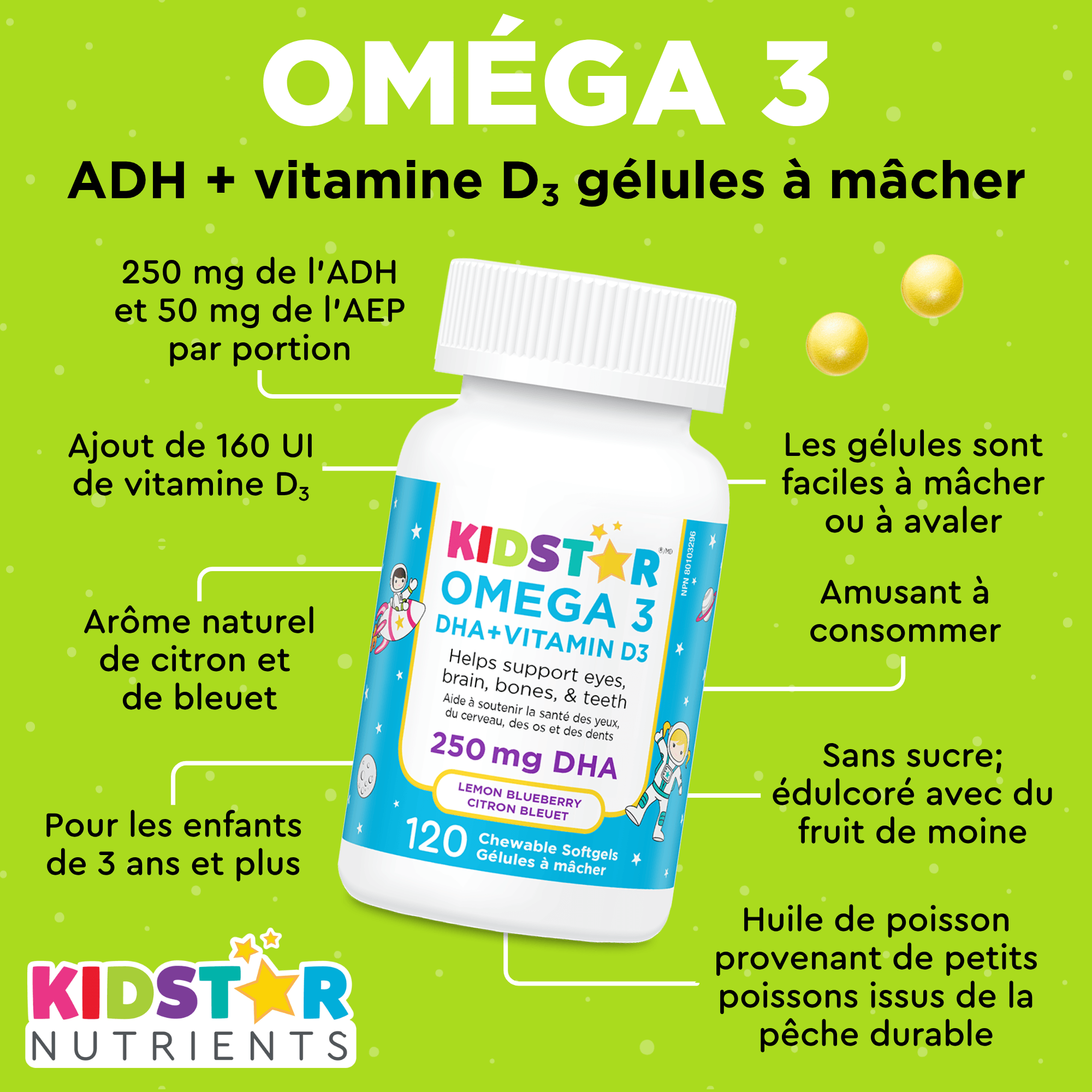 Gélules Oméga 3 DHA et Vitamine D3